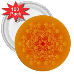 Fractal Yellow Orange 3  Buttons (100 Pack)  by Dutashop