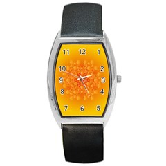 Fractal Yellow Orange Barrel Style Metal Watch by Dutashop