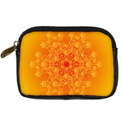 Fractal Yellow Orange Digital Camera Leather Case by Dutashop