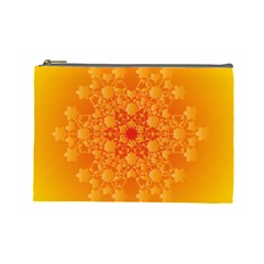 Fractal Yellow Orange Cosmetic Bag (large) by Dutashop