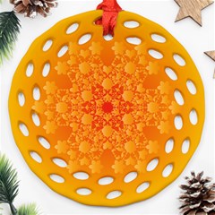 Fractal Yellow Orange Round Filigree Ornament (two Sides) by Dutashop