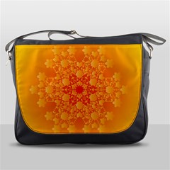 Fractal Yellow Orange Messenger Bag by Dutashop