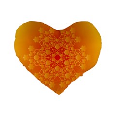 Fractal Yellow Orange Standard 16  Premium Heart Shape Cushions by Dutashop