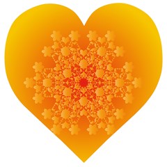 Fractal Yellow Orange Wooden Puzzle Heart by Dutashop