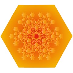 Fractal Yellow Orange Wooden Puzzle Hexagon