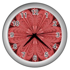 Background Floral Pattern Wall Clock (silver) by Dutashop