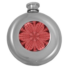 Background Floral Pattern Round Hip Flask (5 Oz) by Dutashop