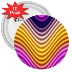 Wave Line Waveform Sound Orange 3  Buttons (10 Pack) 