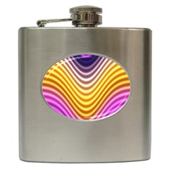 Wave Line Waveform Sound Orange Hip Flask (6 Oz)