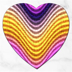 Wave Line Waveform Sound Orange Jigsaw Puzzle (heart) by Dutashop