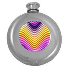 Wave Line Waveform Sound Orange Round Hip Flask (5 Oz) by Dutashop