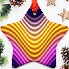 Wave Line Waveform Sound Orange Star Ornament (two Sides) by Dutashop