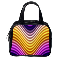 Wave Line Waveform Sound Orange Classic Handbag (one Side) by Dutashop