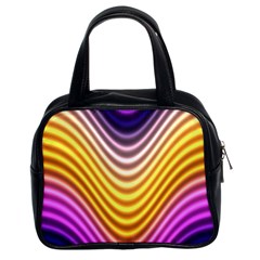 Wave Line Waveform Sound Orange Classic Handbag (two Sides) by Dutashop