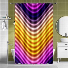 Wave Line Waveform Sound Orange Shower Curtain 48  X 72  (small)  by Dutashop