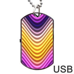 Wave Line Waveform Sound Orange Dog Tag Usb Flash (one Side) by Dutashop