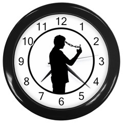 Mobile Phone Addiction Concept Drawing Wall Clock (black) by dflcprintsclothing