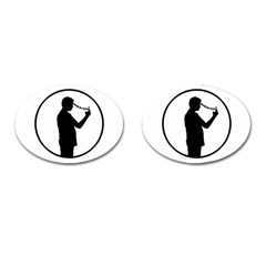 Mobile Phone Addiction Concept Drawing Cufflinks (Oval)