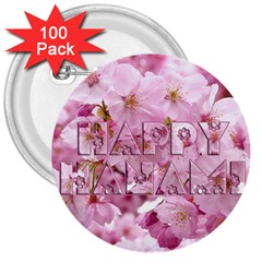 Cherry Blossom Photography Happy Hanami Sakura Matsuri 3  Buttons (100 pack) 