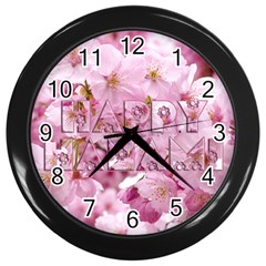 Cherry Blossom Photography Happy Hanami Sakura Matsuri Wall Clock (Black)