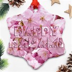 Cherry Blossom Photography Happy Hanami Sakura Matsuri Snowflake Ornament (Two Sides) Front