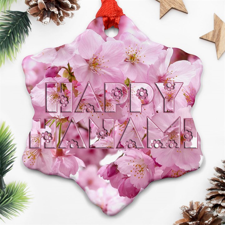 Cherry Blossom Photography Happy Hanami Sakura Matsuri Snowflake Ornament (Two Sides)