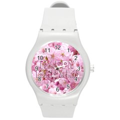 Cherry Blossom Photography Happy Hanami Sakura Matsuri Round Plastic Sport Watch (M)