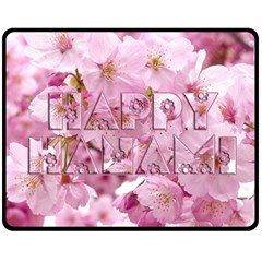 Cherry Blossom Photography Happy Hanami Sakura Matsuri Double Sided Fleece Blanket (Medium) 