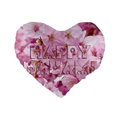 Cherry Blossom Photography Happy Hanami Sakura Matsuri Standard 16  Premium Flano Heart Shape Cushions