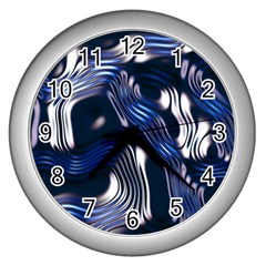 Structure Blue Background Wall Clock (silver) by Dutashop