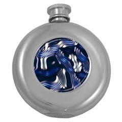 Structure Blue Background Round Hip Flask (5 Oz) by Dutashop