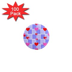 Love Hearts Valentine Decorative 1  Mini Magnets (100 Pack)  by Dutashop