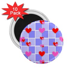 Love Hearts Valentine Decorative 2 25  Magnets (10 Pack)  by Dutashop