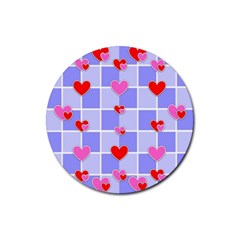 Love Hearts Valentine Decorative Rubber Coaster (round)  by Dutashop