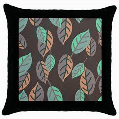 Leaf Brown Throw Pillow Case (black) by Dutashop