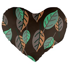 Leaf Brown Large 19  Premium Heart Shape Cushions by Dutashop