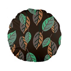 Leaf Brown Standard 15  Premium Flano Round Cushions by Dutashop