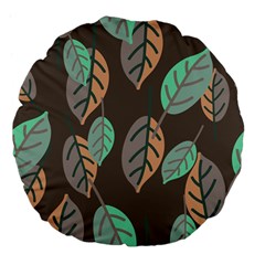 Leaf Brown Large 18  Premium Flano Round Cushions by Dutashop