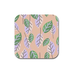 Leaf Pink Rubber Square Coaster (4 Pack)  by Dutashop