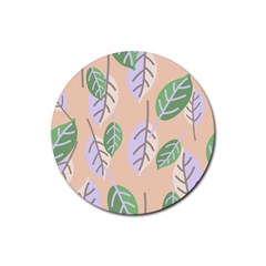 Leaf Pink Rubber Coaster (round)  by Dutashop