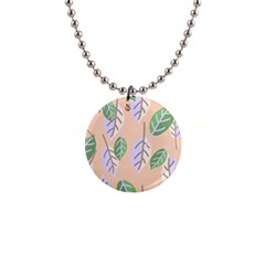 Leaf Pink 1  Button Necklace by Dutashop