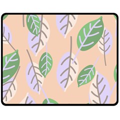 Leaf Pink Fleece Blanket (medium)  by Dutashop