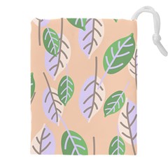 Leaf Pink Drawstring Pouch (4xl) by Dutashop