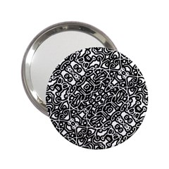 Interlace Black And White Pattern 2 25  Handbag Mirrors by dflcprintsclothing