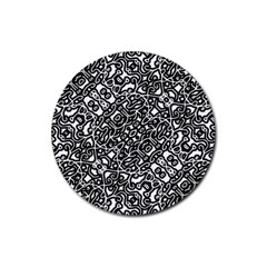 Interlace Black And White Pattern Rubber Round Coaster (4 Pack)  by dflcprintsclothing