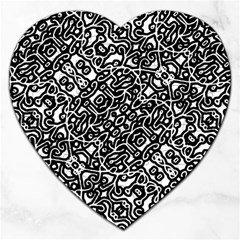 Interlace Black And White Pattern Jigsaw Puzzle (heart) by dflcprintsclothing