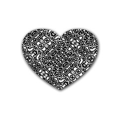 Interlace Black And White Pattern Heart Coaster (4 Pack)  by dflcprintsclothing