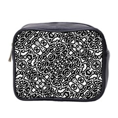 Interlace Black And White Pattern Mini Toiletries Bag (two Sides) by dflcprintsclothing