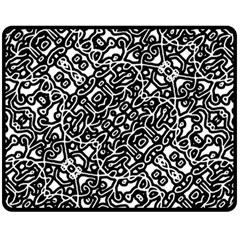 Interlace Black And White Pattern Fleece Blanket (medium)  by dflcprintsclothing