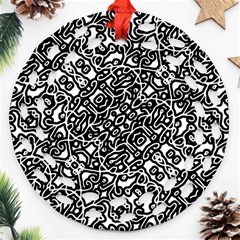 Interlace Black And White Pattern Round Filigree Ornament (two Sides) by dflcprintsclothing